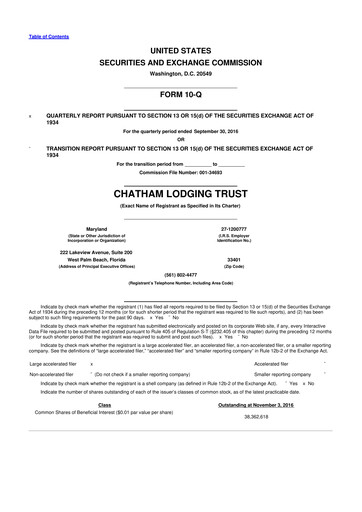 Thumbnail Chatham Lodging Trust 10-Q Quarterly Report FY2016 