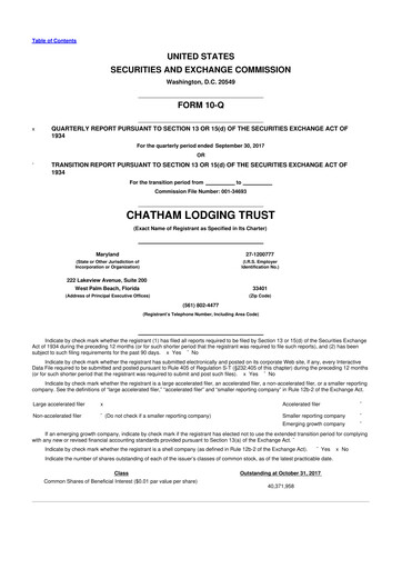 Thumbnail Chatham Lodging Trust 10-Q Quarterly Report FY2017 
