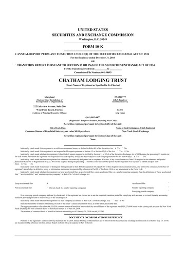 Thumbnail Chatham Lodging Trust 10-K Annual Report 2018