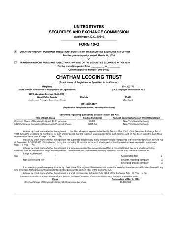 Thumbnail Chatham Lodging Trust 10-Q Quarterly Report FY2024 