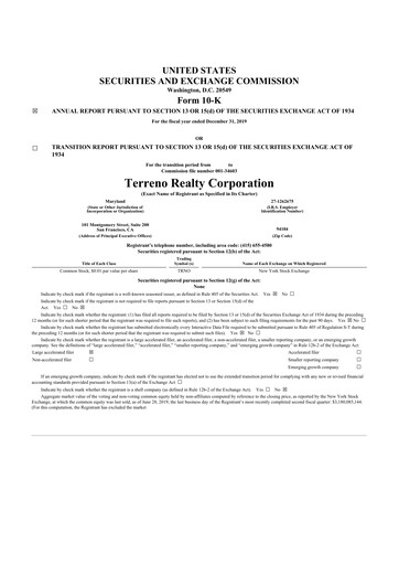 Thumbnail Terreno Realty
 10-K Annual Report 2019