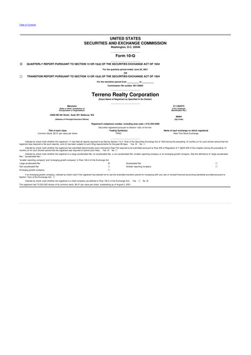 Thumbnail Terreno Realty
 10-Q Quarterly Report FY2021 