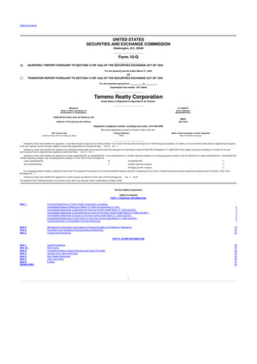 Thumbnail Terreno Realty
 10-Q Quarterly Report FY2022 