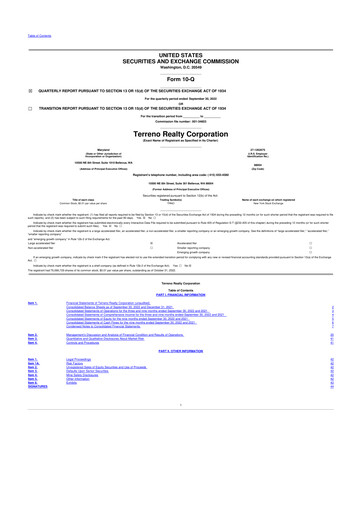 Thumbnail Terreno Realty
 10-Q Quarterly Report FY2022 