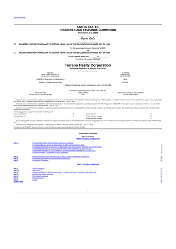 Thumbnail Terreno Realty
 10-Q Quarterly Report FY2023 
