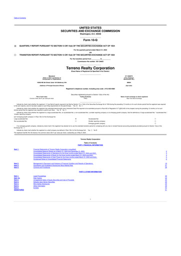 Thumbnail Terreno Realty
 10-Q Quarterly Report FY2024 
