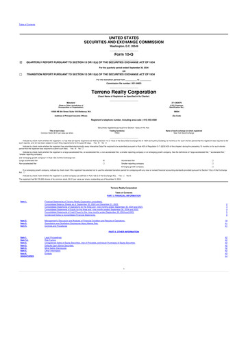 Thumbnail Terreno Realty
 10-Q Quarterly Report FY2024 