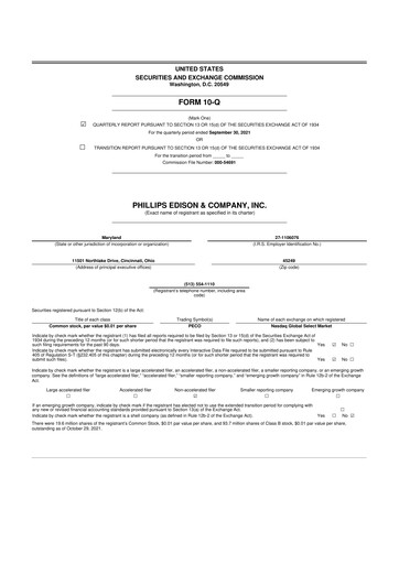 Thumbnail Phillips Edison & Company 10-Q Quarterly Report FY2021 