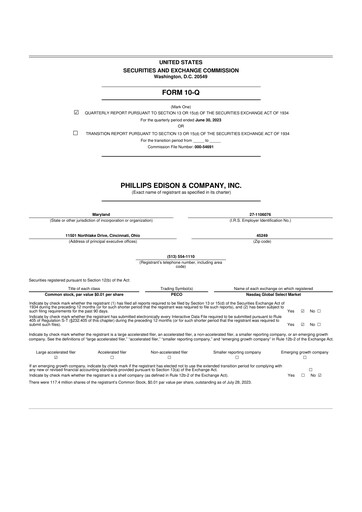 Thumbnail Phillips Edison & Company 10-Q Quarterly Report FY2023 