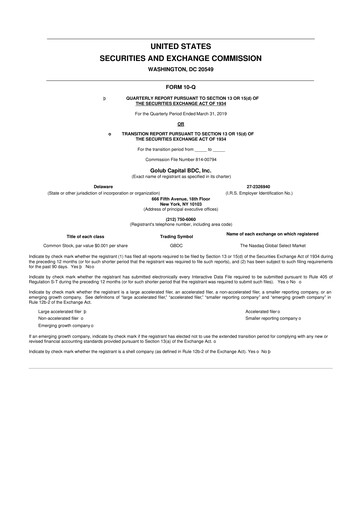 Thumbnail Golub Capital 10-Q Quarterly Report FY 