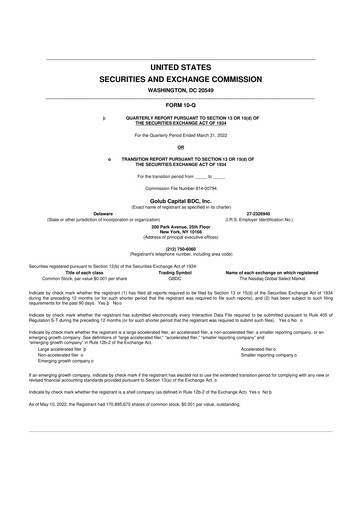 Thumbnail Golub Capital 10-Q Quarterly Report FY 