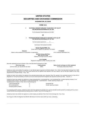 Thumbnail Golub Capital 10-Q Quarterly Report FY2026 
