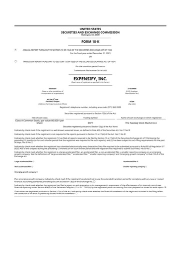 Thumbnail Expensify 10-K Annual Report 2023