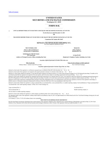 Thumbnail Sensata Technologies
 10-K Annual Report 2013