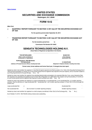Thumbnail Sensata Technologies
 10-Q Quarterly Report FY2014 