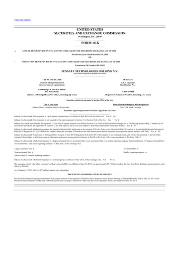 Thumbnail Sensata Technologies
 10-K Annual Report 2014