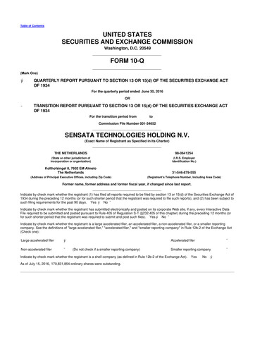 Thumbnail Sensata Technologies
 10-Q Quarterly Report FY2016 