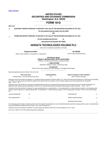 Thumbnail Sensata Technologies
 10-Q Quarterly Report FY2020 