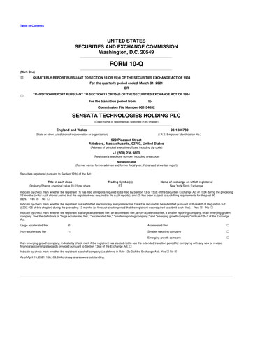 Thumbnail Sensata Technologies
 10-Q Quarterly Report FY2021 
