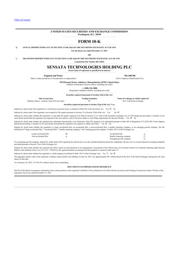 Thumbnail Sensata Technologies
 10-K Annual Report 2021