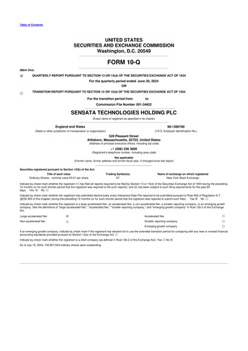 Thumbnail Sensata Technologies
 10-Q Quarterly Report FY2024 