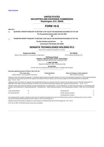 Thumbnail Sensata Technologies
 10-Q Quarterly Report FY2026 