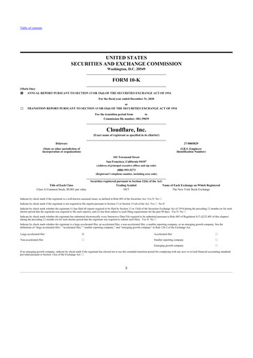 Thumbnail Cloudflare 10-K Annual Report 2020