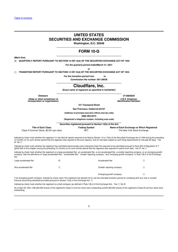 Thumbnail Cloudflare 10-Q Quarterly Report FY2021 