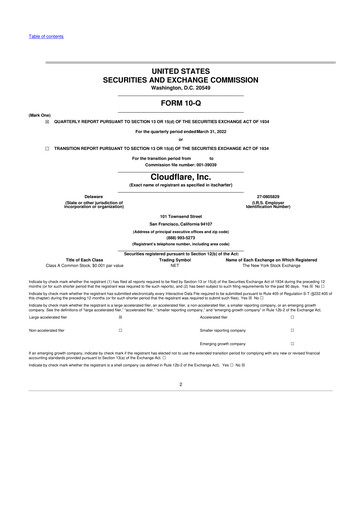 Thumbnail Cloudflare 10-Q Quarterly Report FY2022 
