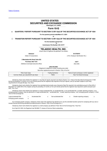 Vorschaubild Teladoc Health
 10-Q Quartalsbericht 2024 