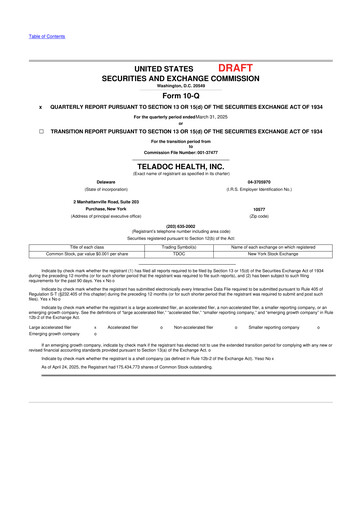 Vorschaubild Teladoc Health
 10-Q Quartalsbericht 2025 