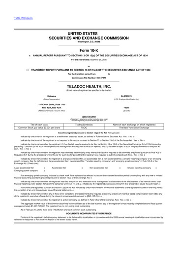 Vorschaubild Teladoc Health
 10-K Jahresbericht 2025