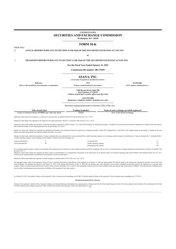 Thumbnail Asana 10-K Annual Report 2021