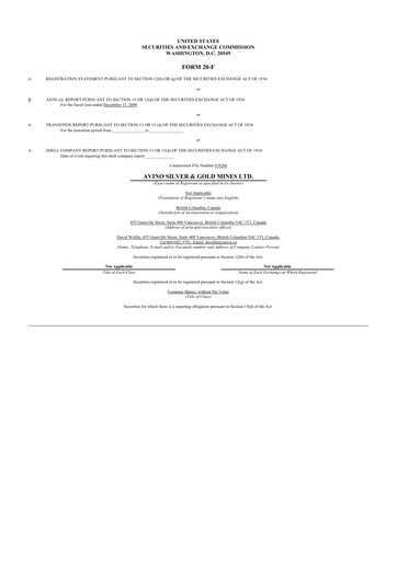 Thumbnail Avino Silver & Gold Mines
 20-F Annual Report 