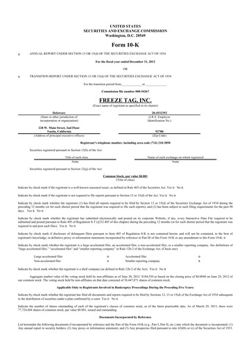 Vorschaubild Freeze Tag 10-K Jahresbericht 2012