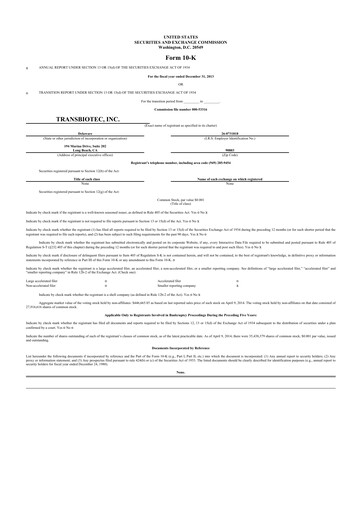 Thumbnail SOBR Safe 10-K Annual Report 2013