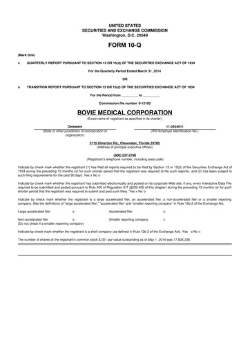 Miniature Apyx Medical 10-Q Rapport trimestriel 2014 