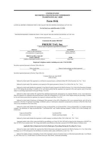 Vorschaubild Freeze Tag 10-K Jahresbericht 2014