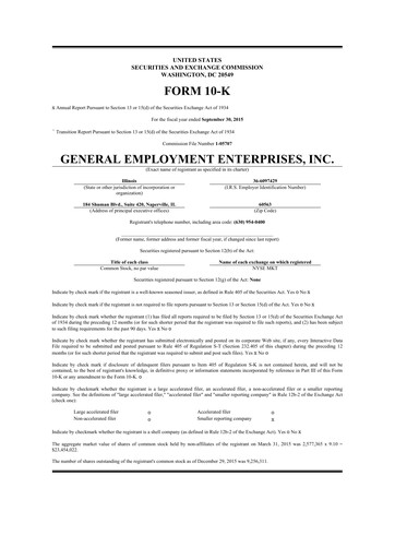 Miniature GEE Group 10-K Rapport annuel 2015