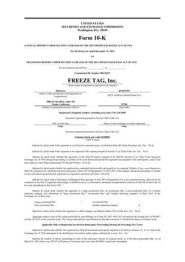 Vorschaubild Freeze Tag 10-K Jahresbericht 2015