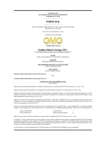 Thumbnail Golden Matrix Group 10-K Annual Report 2016