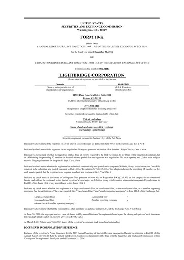 Thumbnail Lightbridge Corporation 10-K Annual Report 2016