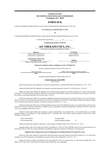 Thumbnail Beyond Air 10-K Annual Report 2016