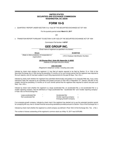 Miniature GEE Group 10-Q Rapport trimestriel 2017 