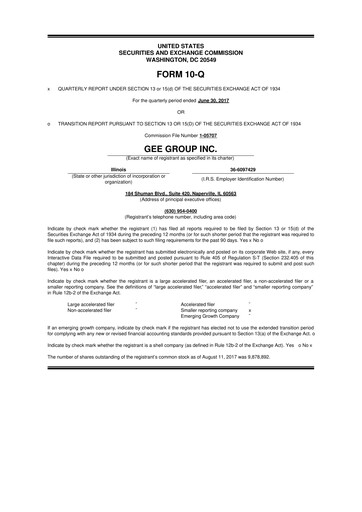 Miniature GEE Group 10-Q Rapport trimestriel 2017 