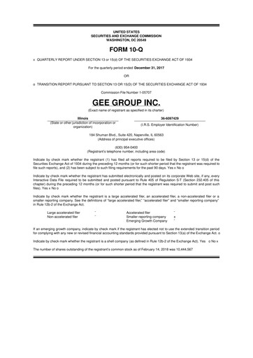 Miniature GEE Group 10-Q Rapport trimestriel 2018 