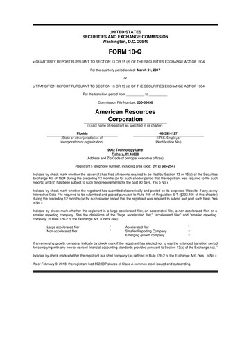 Thumbnail American Resources Corp 10-Q Quarterly Report FY2017 