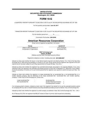 Thumbnail American Resources Corp 10-Q Quarterly Report FY2017 