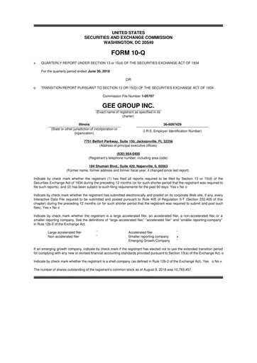 Miniature GEE Group 10-Q Rapport trimestriel 2018 