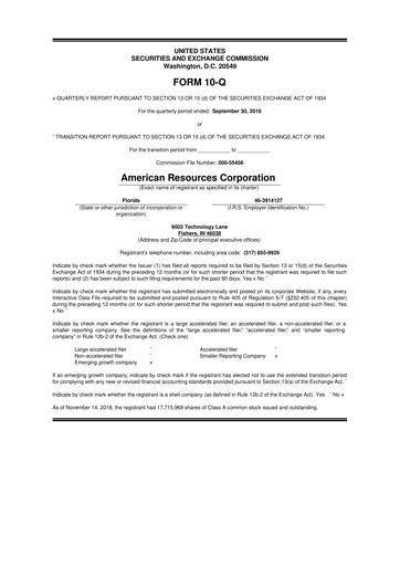Thumbnail American Resources Corp 10-Q Quarterly Report FY2018 